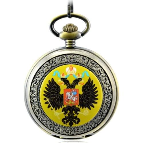 Russia National Emblem Memorial Retro Automatic Mechanical Pocket Watch Mens Watch Hollow Key Chain Clock Pendant Reloj Bolso