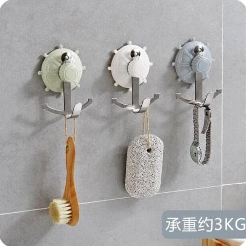 Kitchen Rudder Wheel Vacuum Suction Cup Key Holder Wall Hanging Towel Hook 2PCS/Lot Bathroom Organizer Strong Coat Hanger