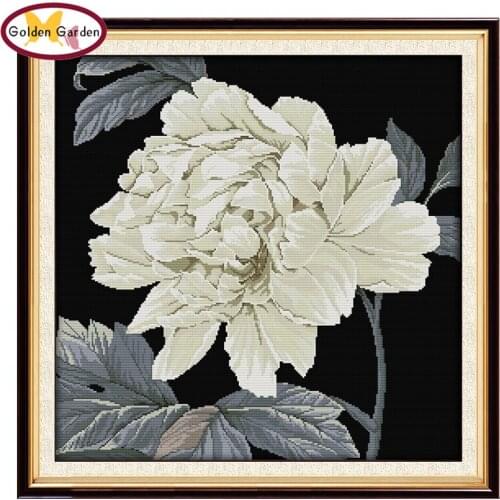 GG Peony Cross Stitching DIY Kits Needlework Handmade Cross Stitch Kits Embroidery Flower Paintings Cross-stitch for Home Decor