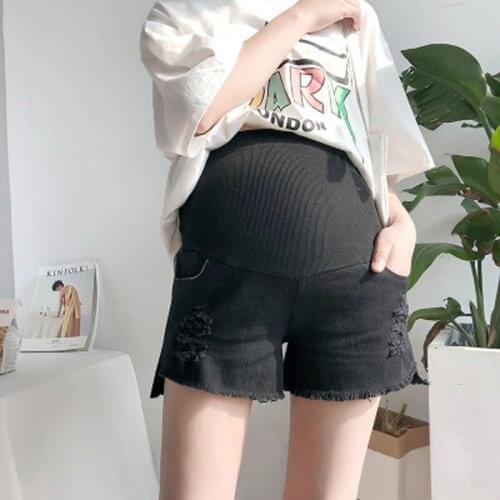 2018 New Maternity Denim Short Summer Jeans Pants For Pregnant Women Gravidas Clothing Pregnant pants Elastic Abdominal Jeans