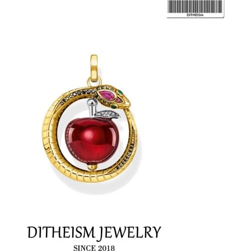 Pendant Rotating Red Apple With Snake Golden 2021 Brand New Fine Jewelry Europe Style 925 Sterling Silver Women Bijoux Gift