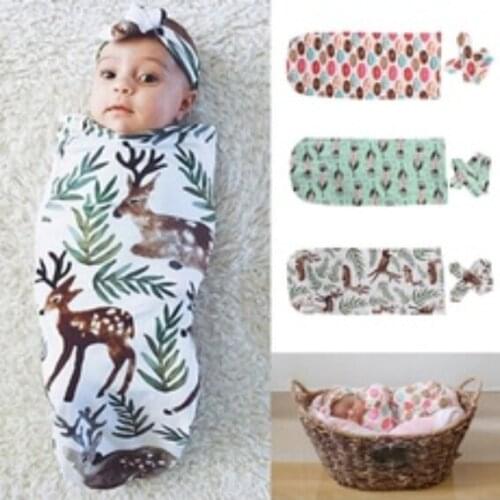 2020 Emmababy 2Pcs/Set Newborn Hot Fashion Baby Swaddle Blanket Baby Sleeping Swaddle Muslin Wrap Cotton Headband ropa de