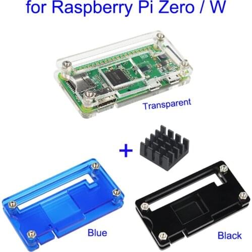 Raspberry Pi Zero W Acrylic Case 3 Colors Box Shell + Heat SinK Transaperent Black Blue Acrylic Enclosure Box for RPI Zero V1.3