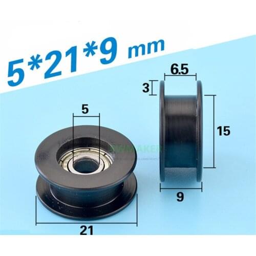 5*21*9mm belt pulley, H grooved wheel, I-shaped flat groove, rolling wheel, POM polyoxymethylene plastic 695zz bearing