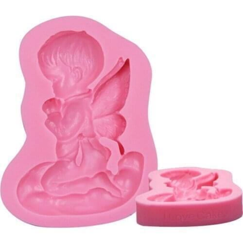 3D Silicone Mold Cute Angel Boy Shape Fondant Cake Tools For Cupcake Food Grade Silicone Mould Molds For Plaster