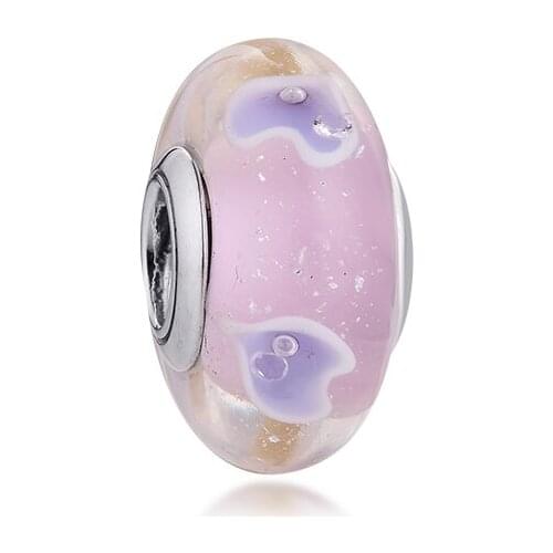 Fit Pandora Bracelets Plentiful Hearts Murano Glass Charms 925 Original Sterling Silver Beads for Jewelry Making DIY Women Gift