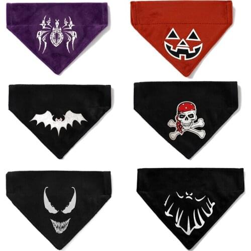 Luminous Halloween Pet Triangle Scarf Monochrome Dog Saliva Towel Printed Pet Saliva Towel Pet Scarf Dog Cat Triangle Scarf