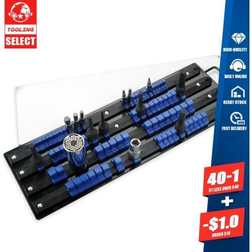 80 1/4 3/8 1/2 Heads Industrial Socket Wrench Storage Rack Iron Rail Holder Drive Garage Tool Organizer Sliding Multi-function