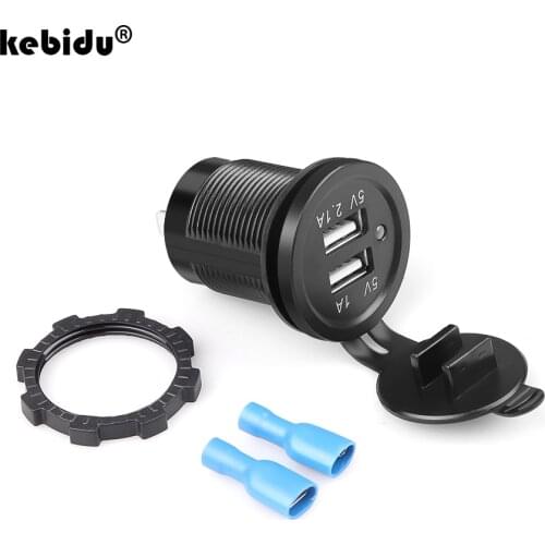 Kebidu Universal Car Charger Cigarette Lighter USB Vehicle DC12V-32V Waterproof Dual USB Charger 2 Port Power Socket 5V 2.1A/1A