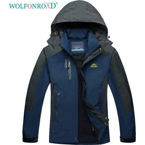 WOLFONROAD Plus Size Lightweight Outdoor Camping Hiking Jacket Mens Waterproof Jackets Thermal Sports Windbreaker Jacket Coats