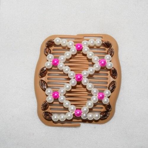 Pearl and pink beads magic comb 20 pcs/lot classical comb Easy to Use professional lady hair tidy up