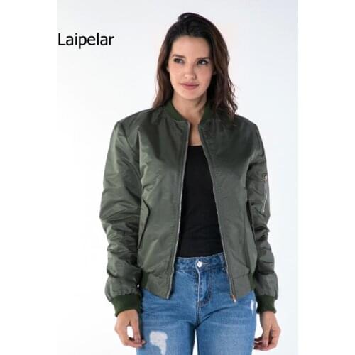 Womens Fashion Street Hipster Solid Color Long-Sleeved Stand-Up Collar Jacket Cotton-Padded Jacket Bomber Jacket Short Jacket