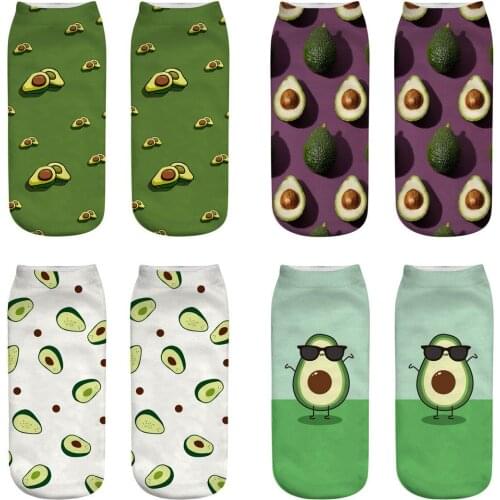 New 3D Printed Socks Women Unisex Cute Low Cut Ankle Socks Multiple Colors Women Sock Womens Casual avocado fruit funny Socks