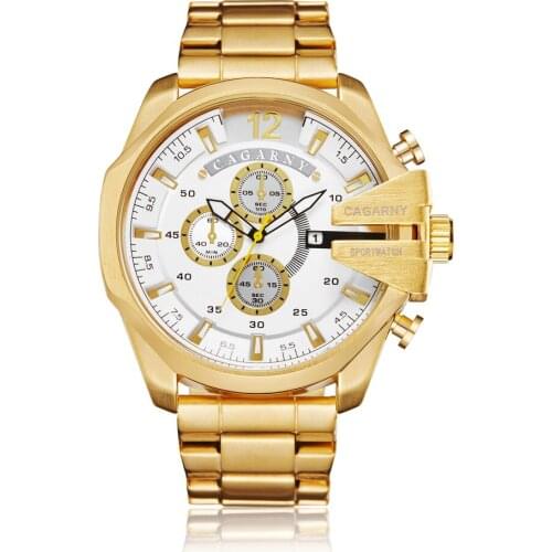 Golden Mens Watches Top Brand Luxury Quartz Watch Men Fashion Business Quartz-watch Casual Sport Wrist Watch Relogio Masculino