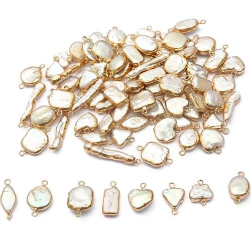1Pcs Natural Freshwater Pearl Pendants Charms Connector for Jewelry Making DIY Earrings Necklace Accessories