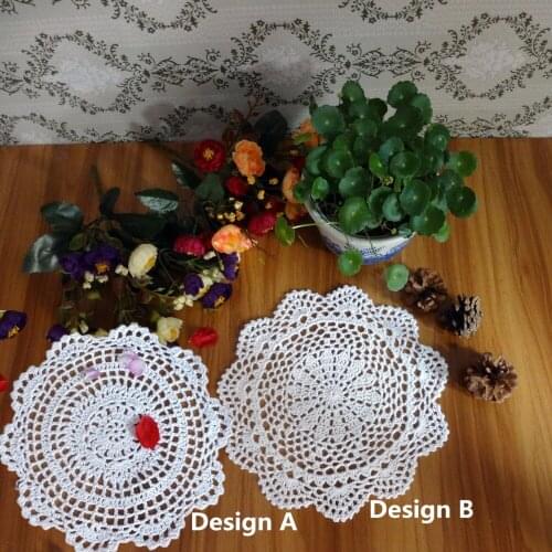 10Pcs 100% Cotton HandMade Crochet Doilies Cup Mat Pad Coaster 23-25CM Vintage Style Floral Hand Crochet Motifs White Beige