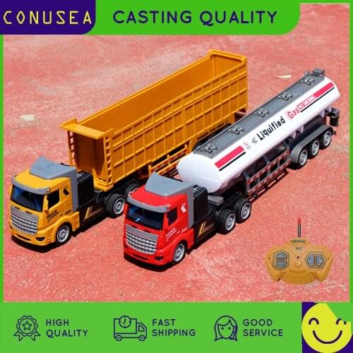 1:48 36Cm Big Rc Truck Model 27 Mhz Wireless Remote Control Dump Truck Transporter Container Truck Rc Car Toys for Boy Kid Child