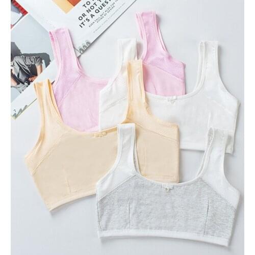 4Pcs Girl Training Bra Adolescent Chest Vest Kids Children Cotton Underwear Top 8-14Years