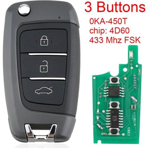 433MHz FSK Keyless Smart Flip Remote Car Key Fob with 4D60 80Bit Chip 0KA-450T Fit for 2016 2017 2018 Hyundai I30