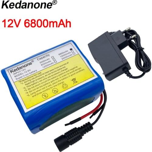 12V 6800 mah Battery 18650 6.8 Ah Li-ion Rechargeable Batteries with BMS Lithium Battery packs Protection Board + 12.6V Charger