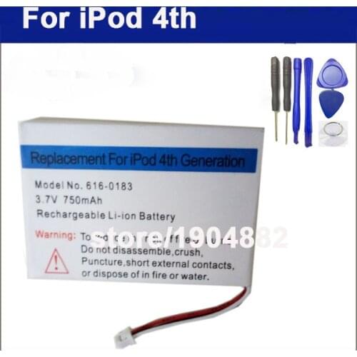 SanErqi Battery For iPod 4th Generation Replacement Battery 750mAh 616-0183 Brand NEW Battery With Tools