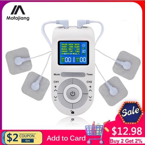 12/15 Modes Tens Machine Unit 4 Electrode Pads for Pain Relief Pulse Massage EMS Muscle Stimulation Tens Acupuncture Relax
