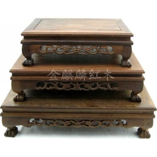 Large sets of three red wood crafts wenge rectangular / odd jade bonsai flower wood base kang several
