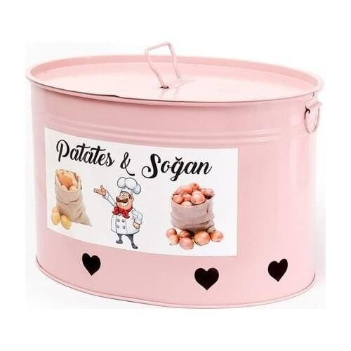 Elegant Home 2 Compartments Potato Onion Bucket Pink