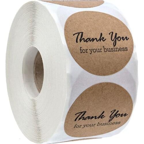 100-500pcs Labels Round Natural Kraft Thank You Stickers Seal Labels Hand Made With Love Stickers Office Stationery Sticker