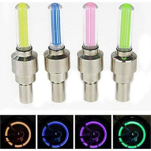 2pcs Colors Bike Cycling Wheel Tire Tyre Valve Dust Cap Bicycle Protective Spoke Led Light Lamp Tire Valve Cap With Batteries