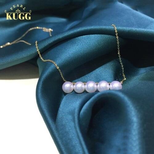 KUGG PEARL 18K Yellow Gold Necklace Natural Akoya Pearl Jewelry Women Engagement Necklace Birthday Gift Fashion Design Customize