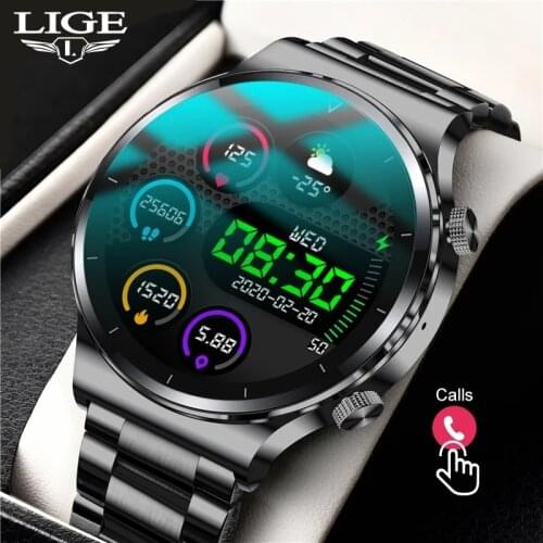 LIGE 2021 New Bluetooth Call Smart Watch Men Waterproof Full Touch Screen Sport Fitness Tracker Man Smartwatch For Xiaomi iPhone