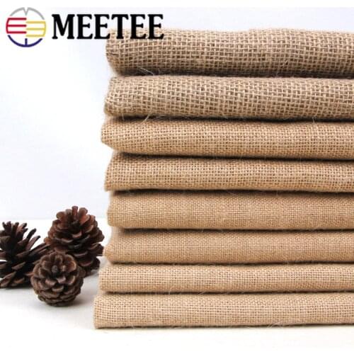 Meetee 50X150cm Natural Burlap Cloth Mesh Linen Textile Fabric for Bags Placemats Tablecloth Background Decor DIY Accessories