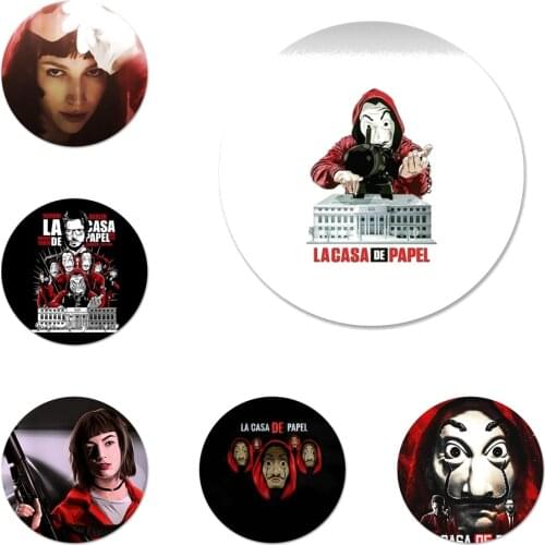 La casa de papel Money Heist Icons Pins Badge Decoration Brooches Metal Badges For Backpack Decoration 58mm