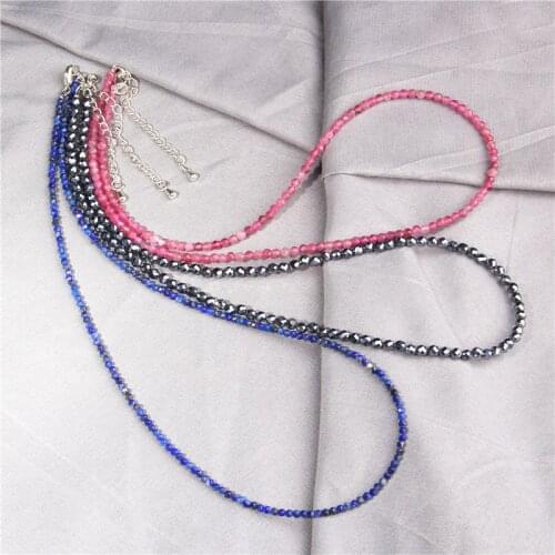 Minimalist Gemstone Necklace Small Faceted Crystal Beads Necklaces Aquamarin Chokers for Women Men Female Jewelry Bohemian Gift