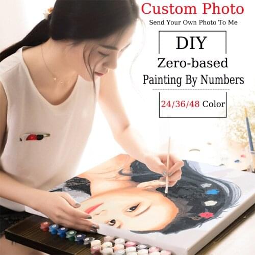 FSBCGT 24/36/48 Colors Frameless Personalised Personality Photo Customized Paint By Number Picture Drawing Coloring By Numbers