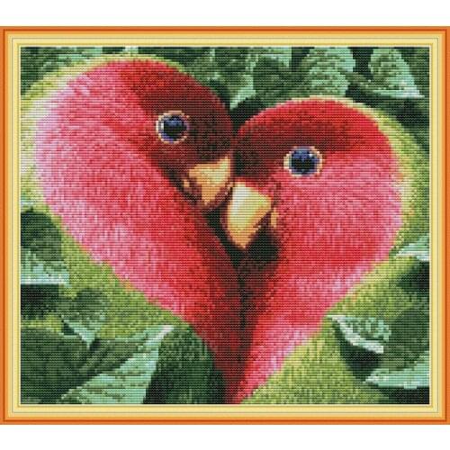 Love bird cross stitch kit aida 14ct 11ct count print canvas cross stitches needlework embroidery DIY handmade