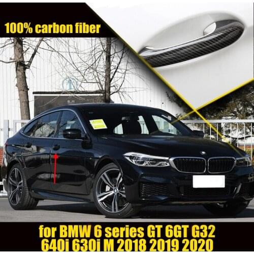Real Dry Carbon Fiber Car Door Handle Cover Trim for BMW 6 Series GT 6GT G32 640i 630i M 2018 2019 2020