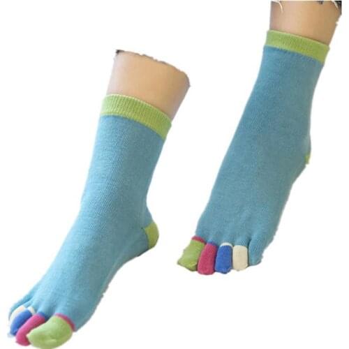 3 Pairs Mix Color Female Cotton Five Fingers Socks Female Cartoon Cute 5 Fingers Socks Sweat Women