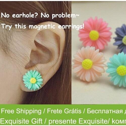 New Fashion Summer Style Magnetic Resin Flower Earring For Women Beautiful Flower Earrings Allergy Free Earrings For Girls