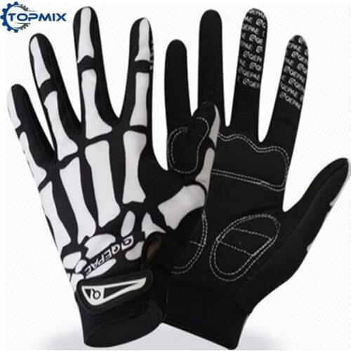 Men Women Skull Graffiti Cycling Gloves Non-slip Silicone Motorcycle Bike Gloves Full Finger Riding Motorbike Sports Gloves
