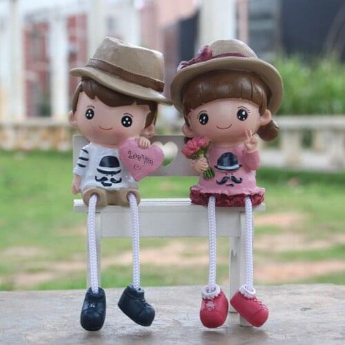 European Chinese style Resin Crafts Hanging feet Cartoon couple models Gift home desktop decor decoration ornaments(A710)