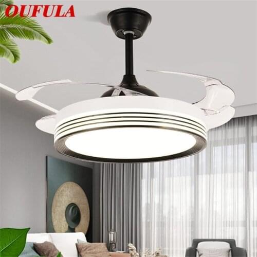 OUFULA Ceiling Fan Light Invisible Lamp With Remote Control Modern Simple LED For Home Living Room