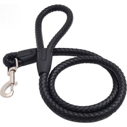 Pet Dog Leads Black 120CM Leather Strong Safety Chain Traction Rope Pets Medium Dog Large Dogs Pet supplies