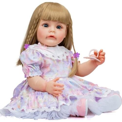 D7WF 21in Reborn Lifelike Doll Toy Figure Interactive Toy Full Body Silicone Simulation Doll that Looks Real with Rooted Hair