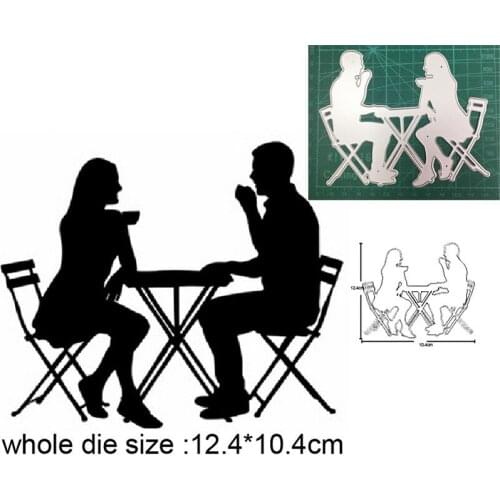 Couple Drinking Coffee Metal Cutting Dies Scrapbooking Stencils DIY Paper Cards Decorative Embossing Die Cut Craft Dies 2020 NEW