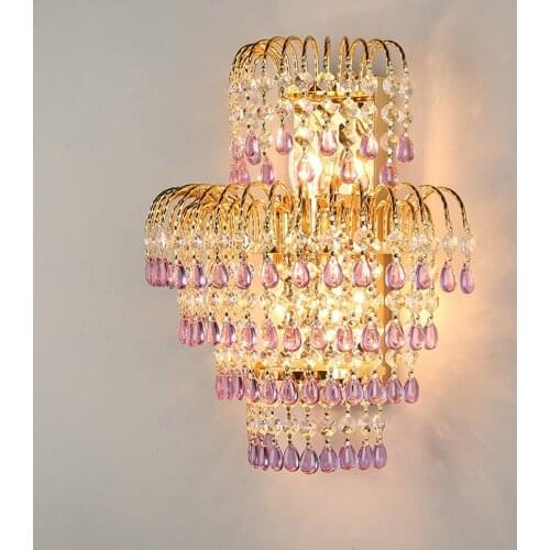 Modern Crystal Crown Bedroom Bedsides Wall Lights Stair Corridor Mirror Front Crystal Wall Sconces Balcony Hallway Wall Lamps