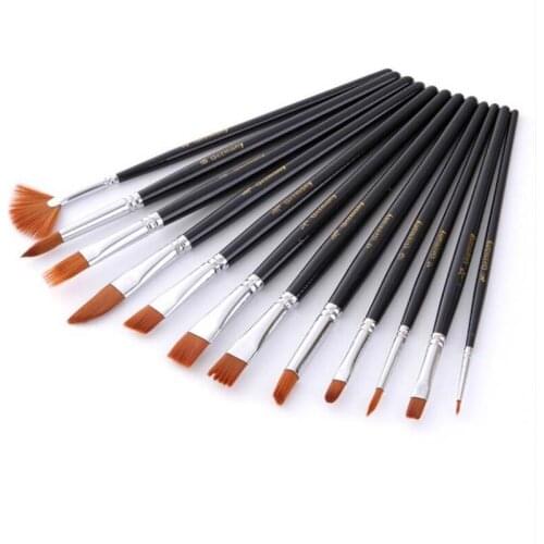 Art Supplies Nylon Hair Multifunction Brushes Gouache Watercolor Oil Brush Set 12Pcs/set