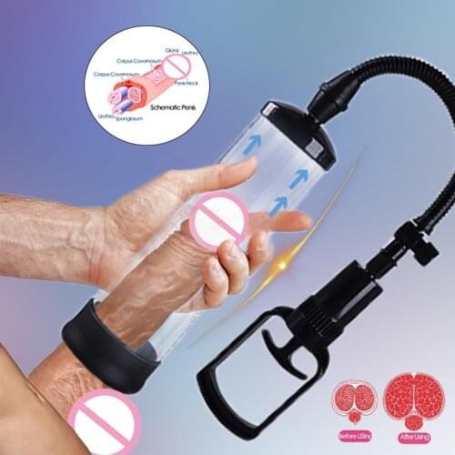 Enlarge penis pump penis enlargement vacuum pump penis trainer cock dick pro extender male massager pump sex toys for men penis