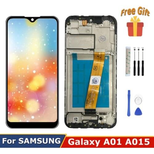 5.7" For Samsung Galaxy A01 A015f A015ds LCD Display Touch Screen Replacement Digitizer Assembly Parts A015G SM-A015F/DS + Frame